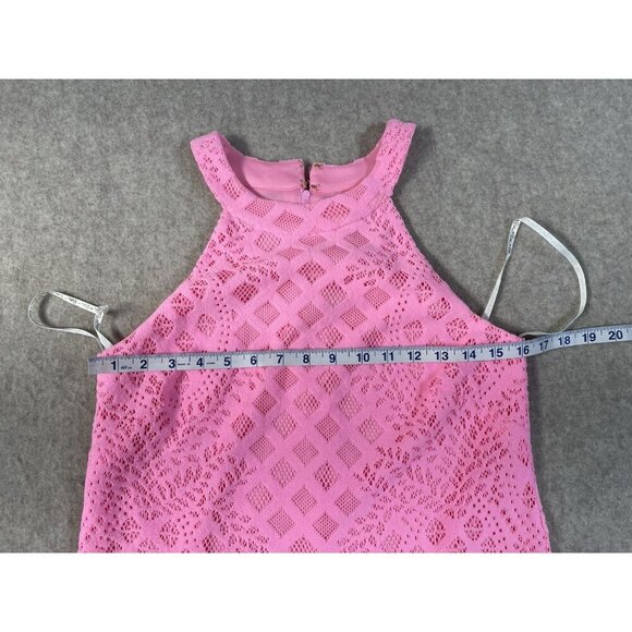 Lilly Pulitzer Halter Swing Mini Dress Lace Hot Pink Lined Size Small - Picture 12 of 15